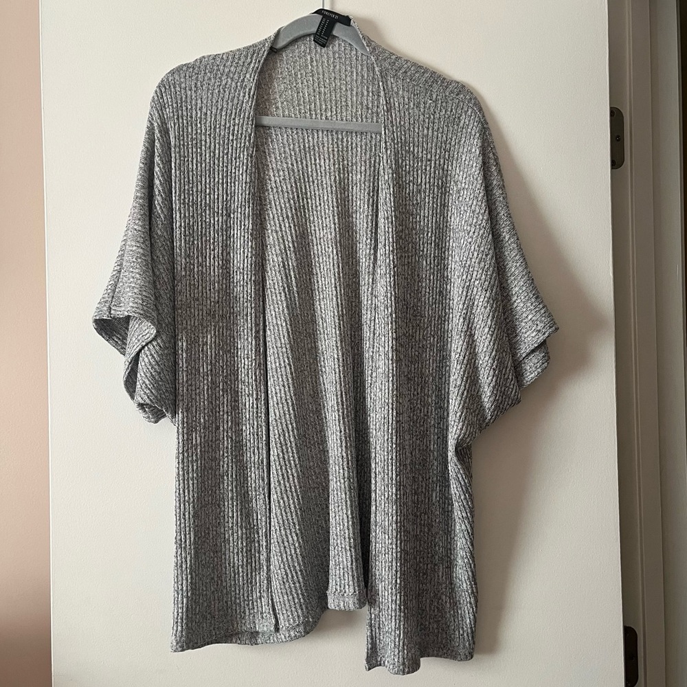 Forever 21 Knit Elbow Length Sleeve Cardigan Women's Size Medium Gray Shawl